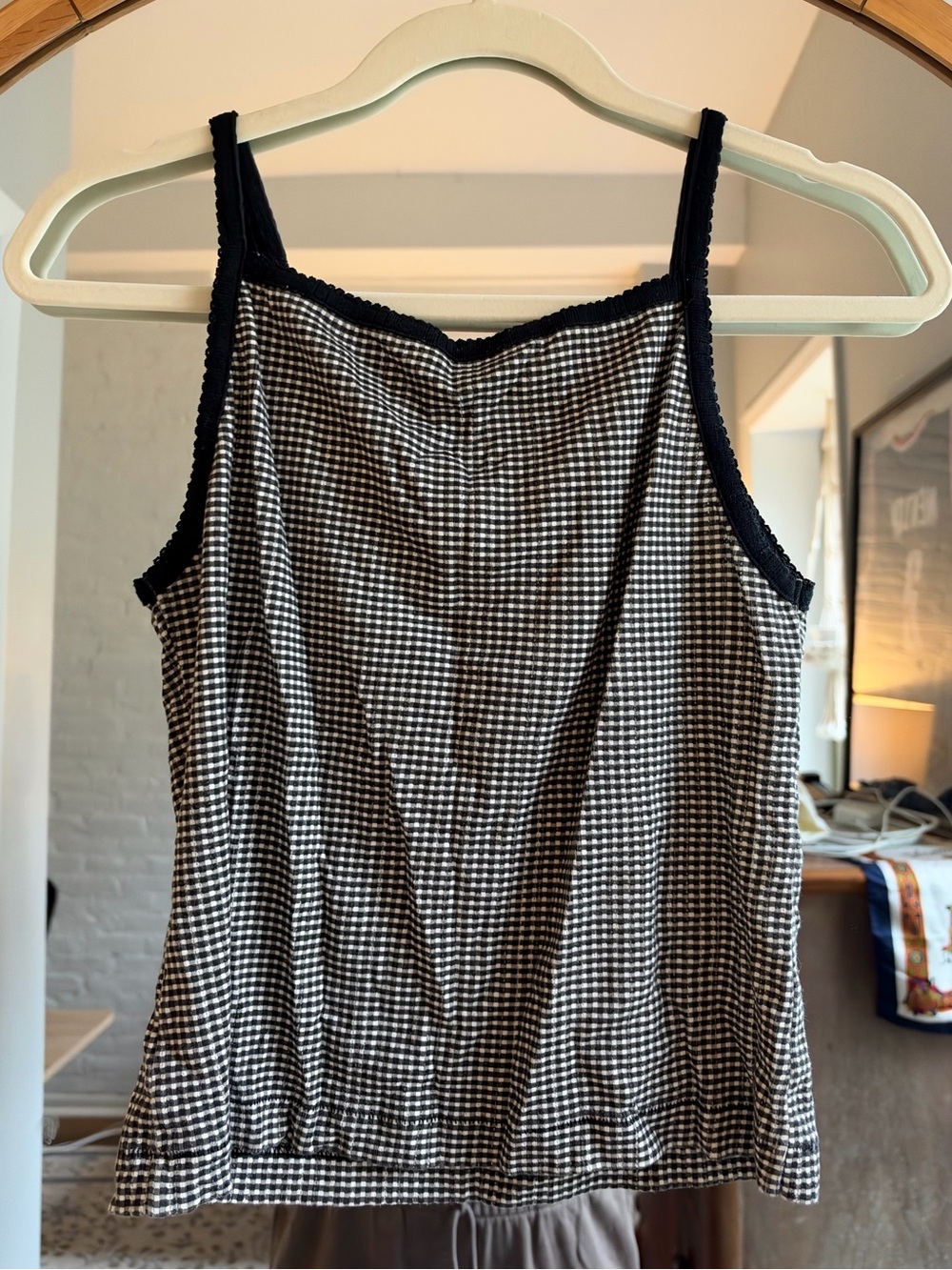 DÔEN Black and White Gingham Cami Tank Top